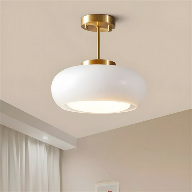 Retro Okrągła Lampa Sufitowa Szklana w Bursztynowym Kolorze – Eleganckie Oświetlenie Sufitowe do Salonu 7