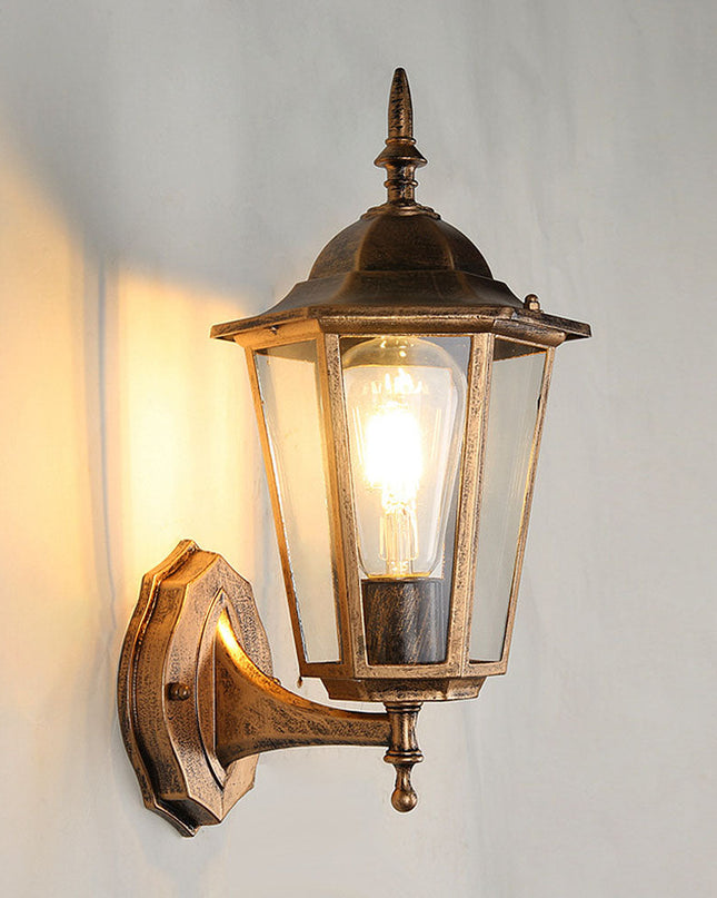 Retro Szklany Kinkiet Ogrodowy z Metalową Ramą – Stylowe Oświetlenie Zewnętrzne z Lampą Edisona, Aluminium i Szkło 3