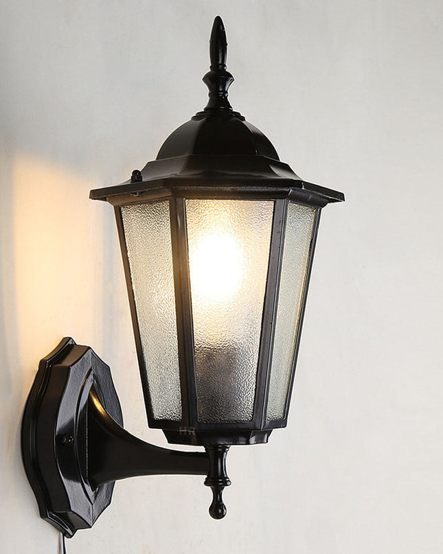 Retro Szklany Kinkiet Ogrodowy z Metalową Ramą – Stylowe Oświetlenie Zewnętrzne z Lampą Edisona, Aluminium i Szkło 4