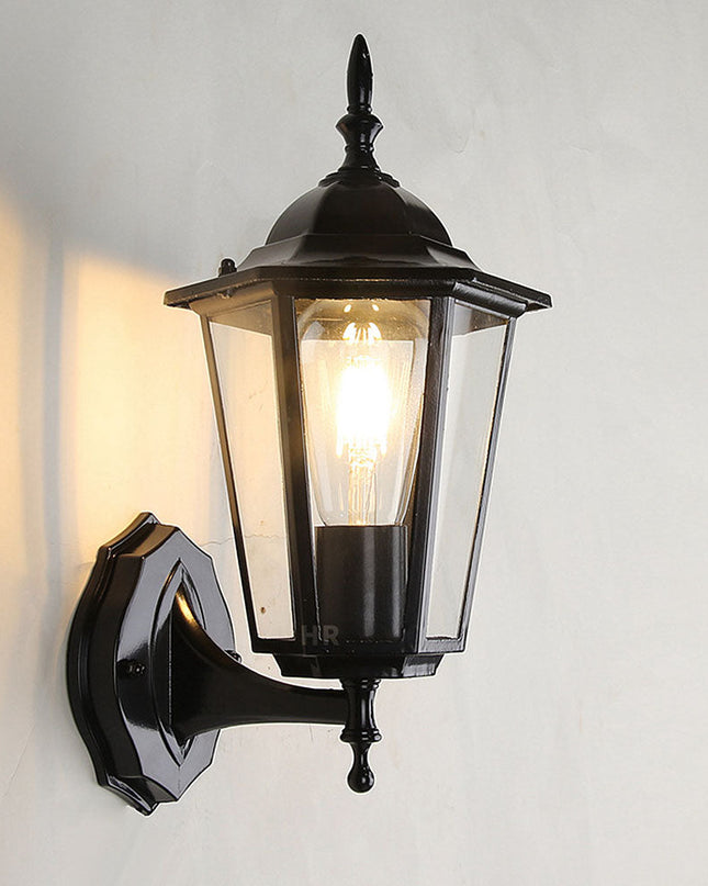 Retro Szklany Kinkiet Ogrodowy z Metalową Ramą – Stylowe Oświetlenie Zewnętrzne z Lampą Edisona, Aluminium i Szkło 5