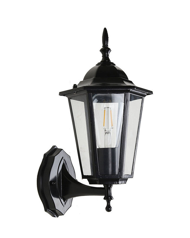 Retro Szklany Kinkiet Ogrodowy z Metalową Ramą – Stylowe Oświetlenie Zewnętrzne z Lampą Edisona, Aluminium i Szkło 6