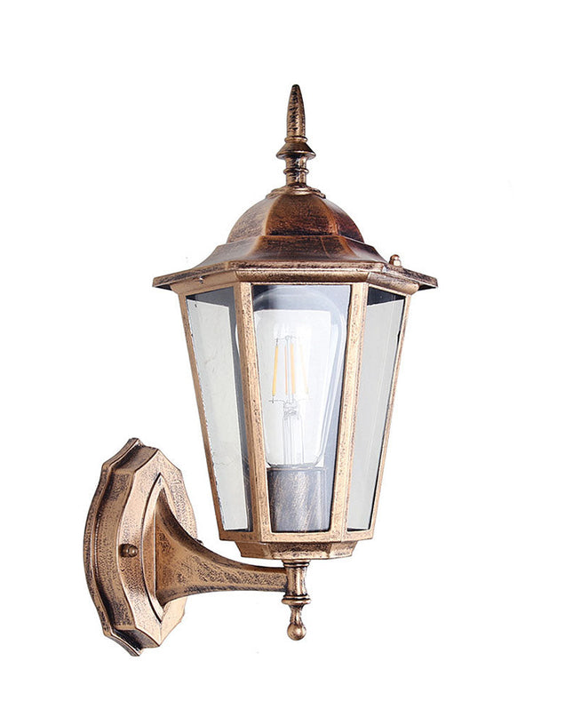 Retro Szklany Kinkiet Ogrodowy z Metalową Ramą – Stylowe Oświetlenie Zewnętrzne z Lampą Edisona, Aluminium i Szkło 8