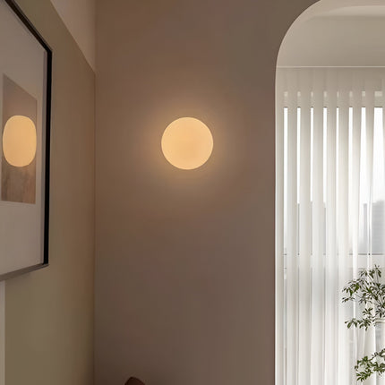 Round LED Wall Sconce Light with Dimmable Function – Modern Minimalist Glass Shade 0