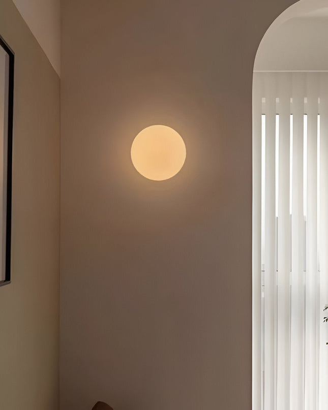 Round LED Wall Sconce Light with Dimmable Function – Modern Minimalist Glass Shade 0