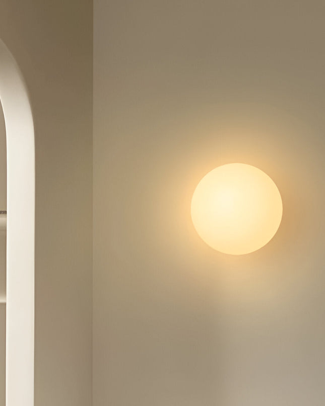 Round LED Wall Sconce Light with Dimmable Function – Modern Minimalist Glass Shade 2