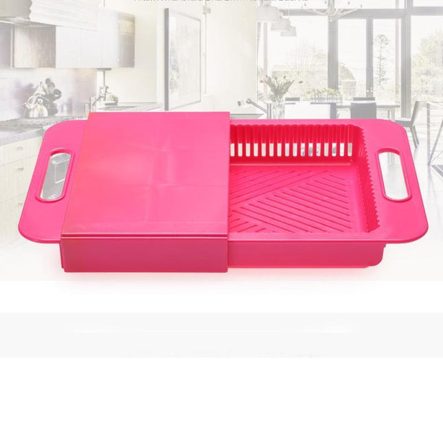 Rozkładana Deska do Krojenia 3 w 1 z Durszlakiem – Zielono-Biała, Plastikowa, Łatwa w Czyszczeniu, Kompaktowa 4