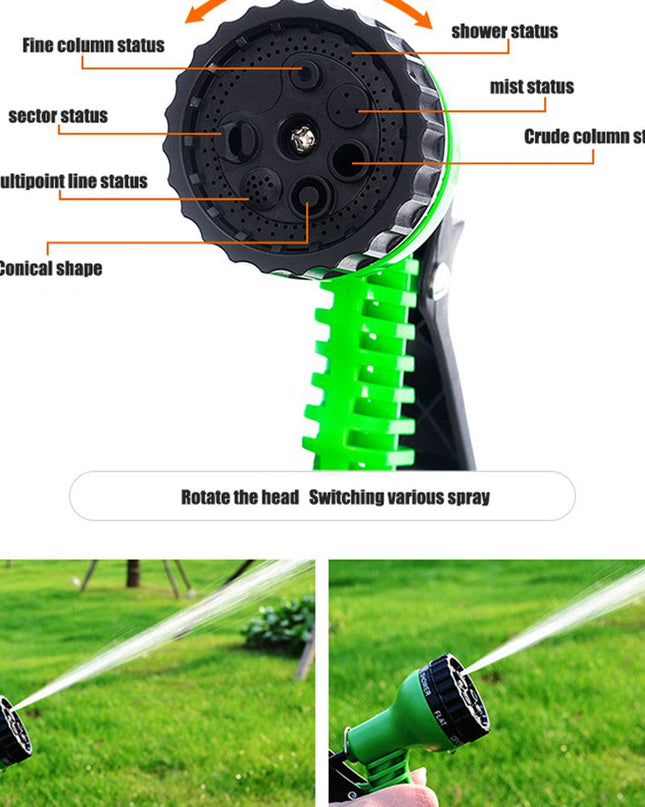 Rozkładany Wąż Ogrodowy 2,5m-7,5m z Pistoletem Natryskowym – Lekki i Elastyczny 2