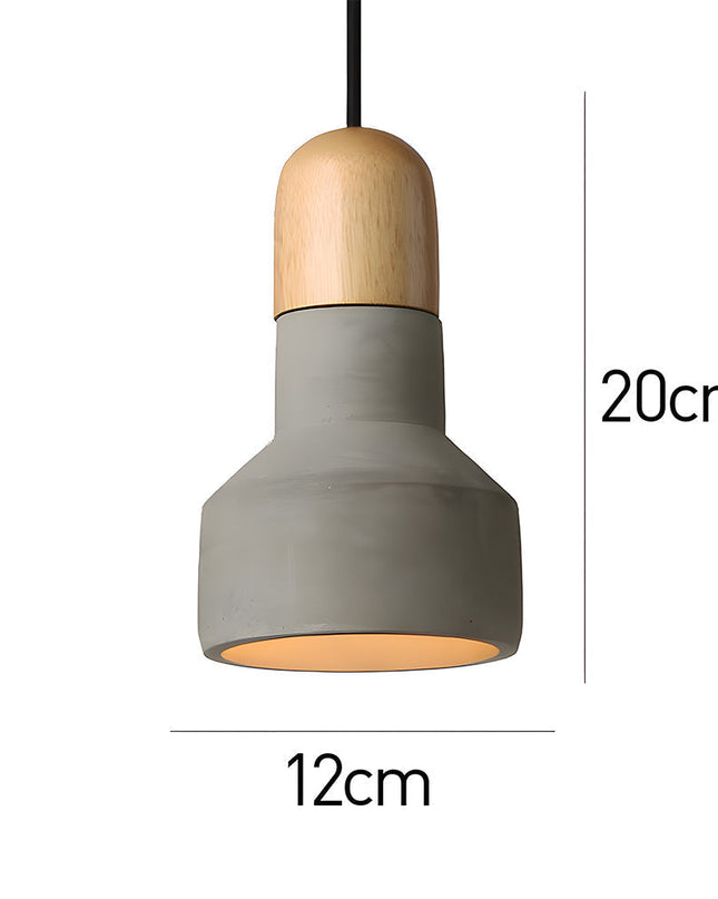 Rustykalna Lampa Wisząca CementoDrewno – Minimalistyczna Lampa do Salonu nad Stół, Z Cementu i Drewna, E27, Regulowana Wysokość 6