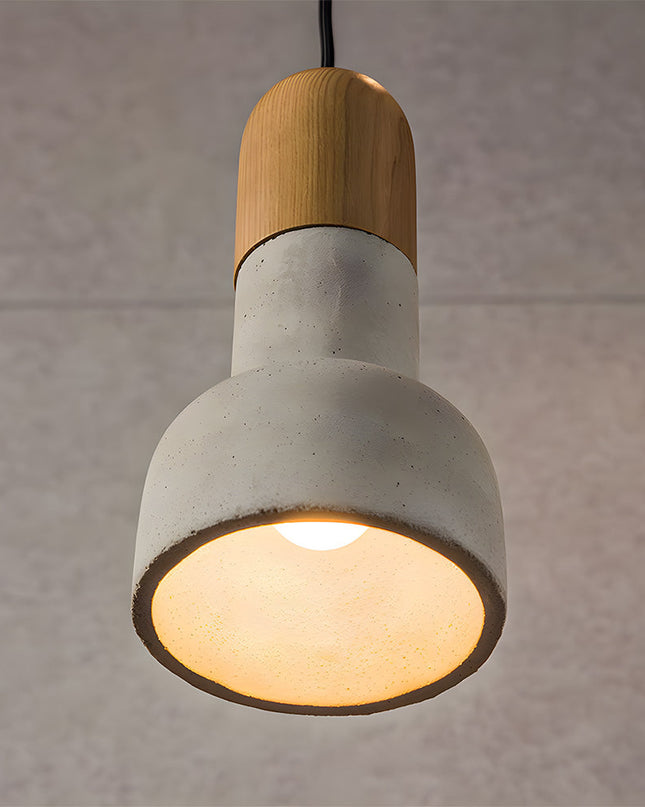Rustykalna Lampa Wisząca CementoDrewno – Minimalistyczna Lampa do Salonu nad Stół, Z Cementu i Drewna, E27, Regulowana Wysokość 7