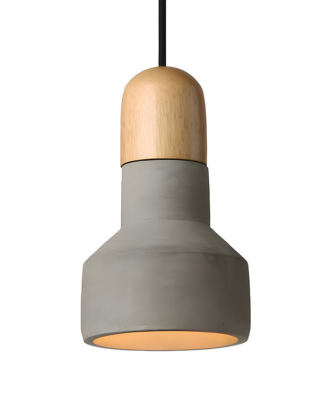 Rustykalna Lampa Wisząca CementoDrewno – Minimalistyczna Lampa do Salonu nad Stół, Z Cementu i Drewna, E27, Regulowana Wysokość 8