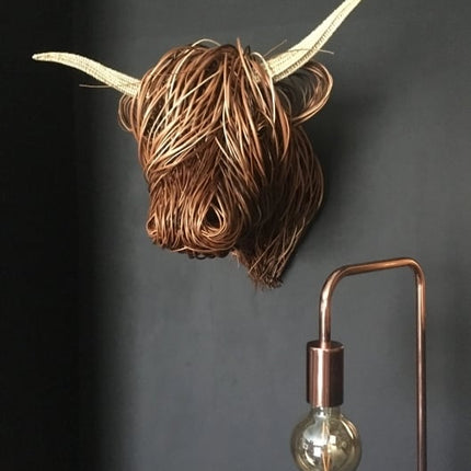 Rustykalna Rzeźba Ścienna w Kształcie Krowy – Naturalny Brąz, 45x30 cm, Elegancki Element Dekoracyjny do Wnętrz 0