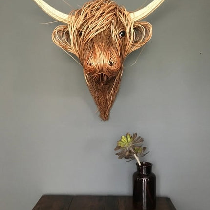 Rustykalna Rzeźba Ścienna w Kształcie Krowy – Naturalny Brąz, 45x30 cm, Elegancki Element Dekoracyjny do Wnętrz 3