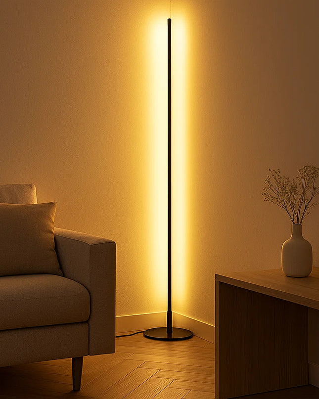 Ściemnialna lampa podłogowa LED z pilotem – elegancki, nowoczesny design do salonu 0