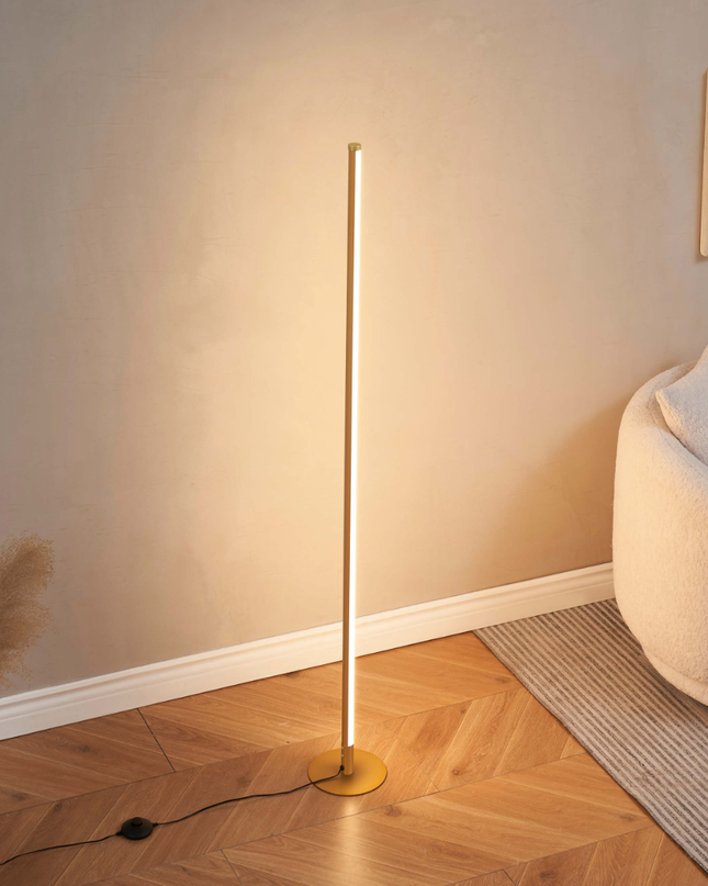 Ściemnialna lampa podłogowa LED z pilotem – elegancki, nowoczesny design do salonu 1