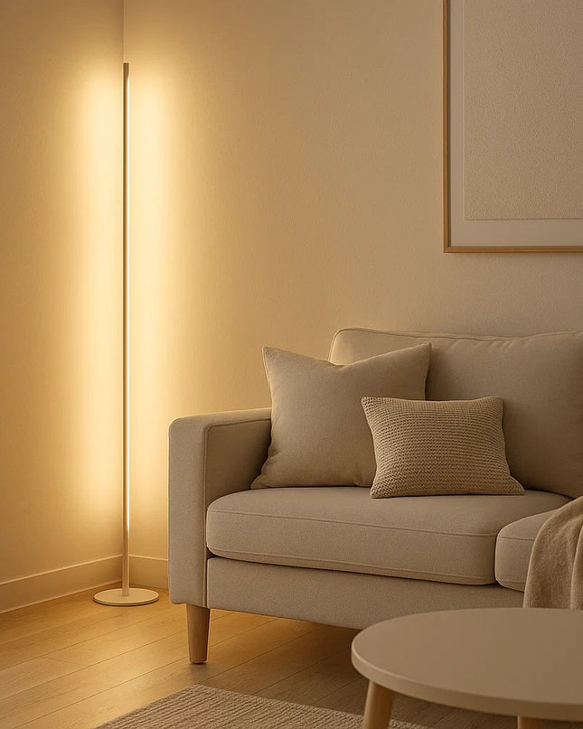Ściemnialna lampa podłogowa LED z pilotem – elegancki, nowoczesny design do salonu 3