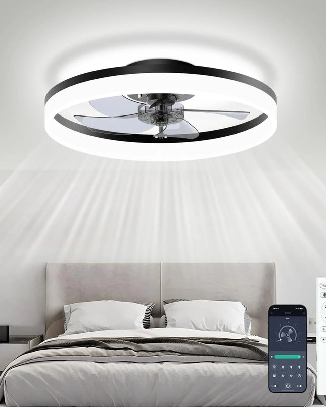Ściemnialny wentylator sufitowy LED z pilotem – nowoczesny design zapewniający wydajne chłodzenie 1