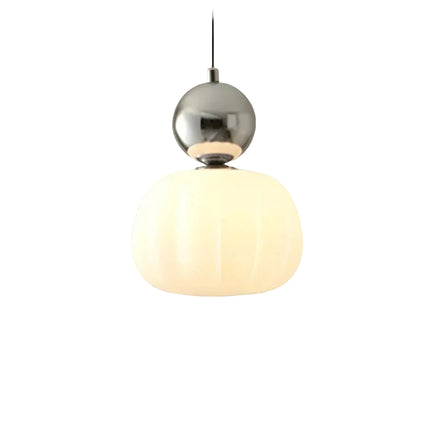 Lampa wisząca w stylu Art Deco — kremowy klosz z kolorowym akcentem kulistym