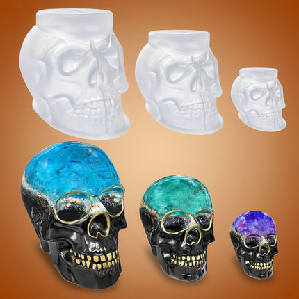 Silikonowa forma 3D w kształcie czaszki do rękodzieła i dekoracji Halloween, elastyczny silikonowy k 0