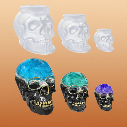 Silikonowa forma 3D w kształcie czaszki do rękodzieła i dekoracji Halloween, elastyczny silikonowy k 2