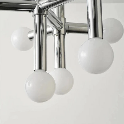 Skandynawski Żyrandol Szklany z Chromowanym Wykończeniem – Elegancki Żyrandol do Salonu i Sypialni 80cm H50cm 5