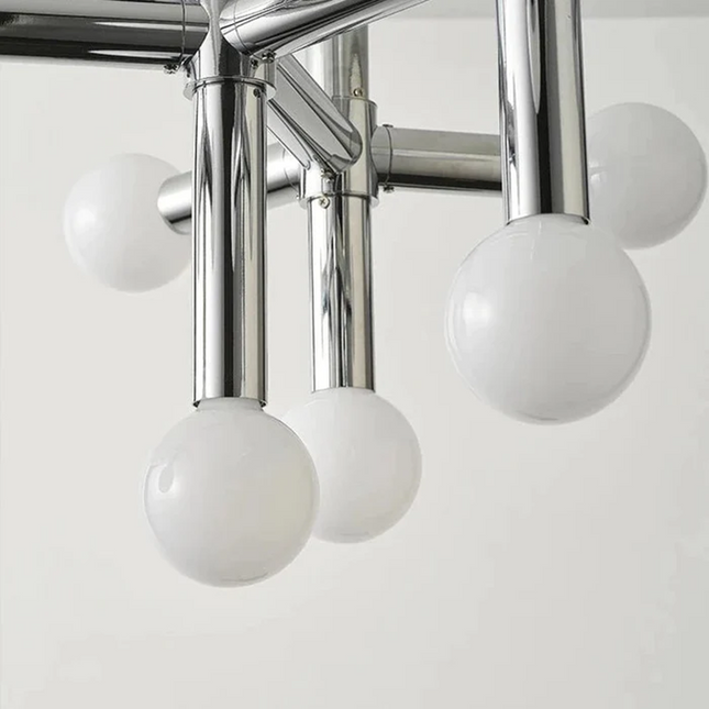 Skandynawski Żyrandol Szklany z Chromowanym Wykończeniem – Elegancki Żyrandol do Salonu i Sypialni 80cm H50cm 5