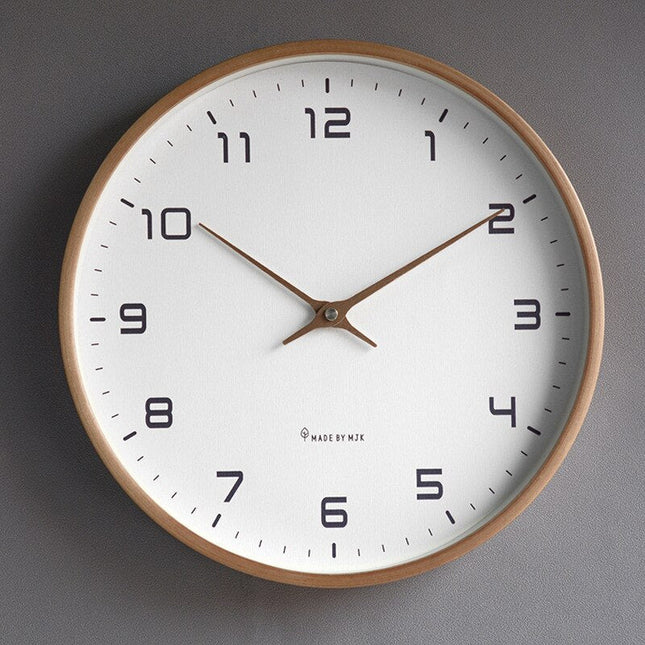 Skandynawski zegar ścienny z mechanizmem kwarcowym – wykończenie z naturalnego drewna, 30 cm, minimalistyczny design 0