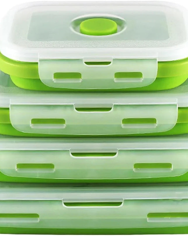 Składane, szczelne, silikonowe pojemniki do przechowywania żywności – oszczędzające miejsce i odporne na temperaturę, dostępne w czterech rozmiarach 0