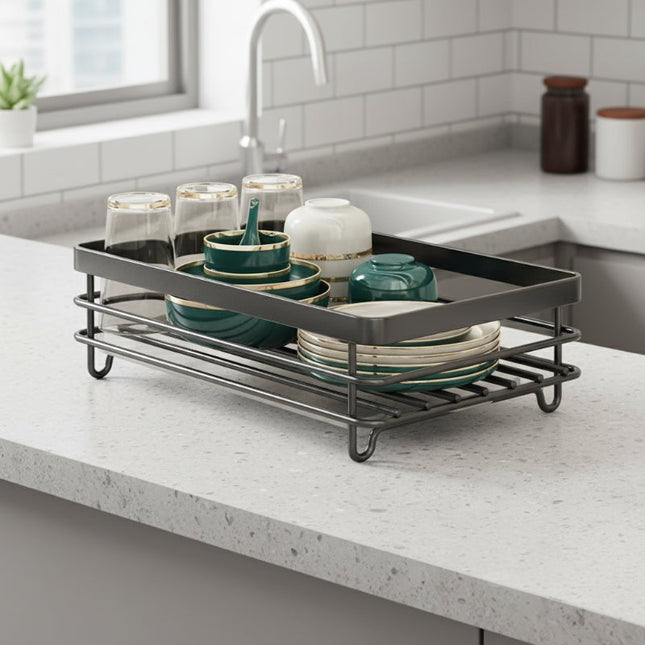 Składany Stojak na Naczynia ze Stali Nierdzewnej, Oszczędzający Miejsce, Nowoczesny Design, Łatwy w Pielęgnacji, 46x33 cm 0