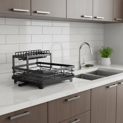 Składany Stojak na Naczynia ze Stali Nierdzewnej, Oszczędzający Miejsce, Nowoczesny Design, Łatwy w Pielęgnacji, 46x33 cm 1