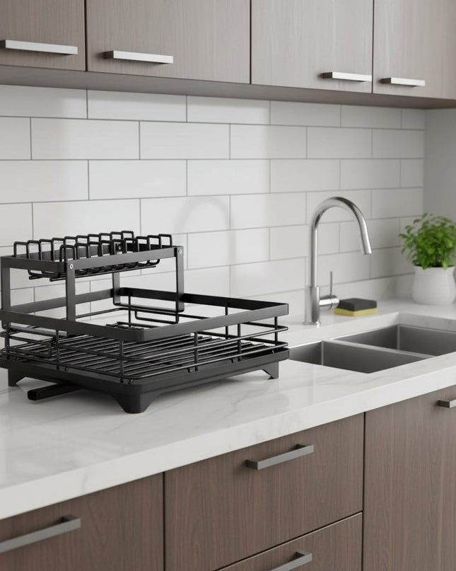 Składany Stojak na Naczynia ze Stali Nierdzewnej, Oszczędzający Miejsce, Nowoczesny Design, Łatwy w Pielęgnacji, 46x33 cm 1