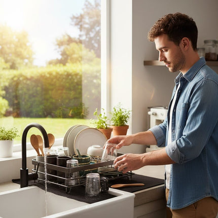 Składany Stojak na Naczynia ze Stali Nierdzewnej, Oszczędzający Miejsce, Nowoczesny Design, Łatwy w Pielęgnacji, 46x33 cm 2