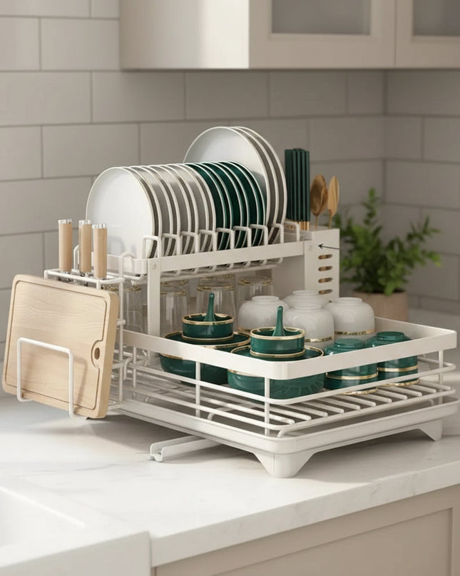 Składany Stojak na Naczynia ze Stali Nierdzewnej, Oszczędzający Miejsce, Nowoczesny Design, Łatwy w Pielęgnacji, 46x33 cm 3