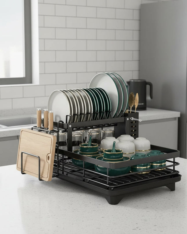 Składany Stojak na Naczynia ze Stali Nierdzewnej, Oszczędzający Miejsce, Nowoczesny Design, Łatwy w Pielęgnacji, 46x33 cm 6