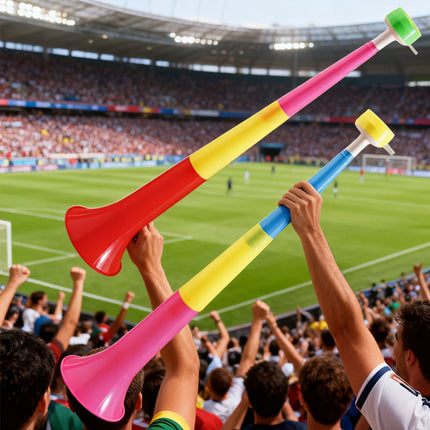 Składany zestaw trąbek Vuvuzela do głośnego dopingu – 6 sztuk w różnych kolorach 1