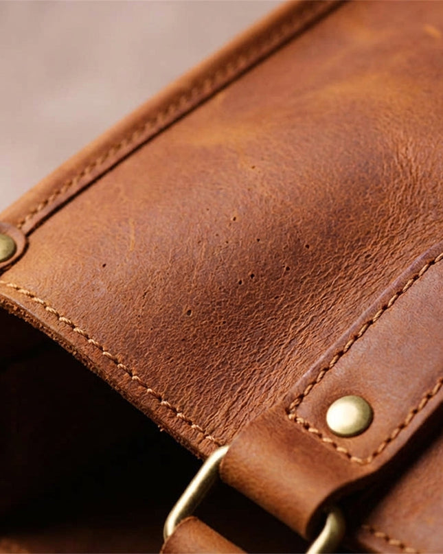 Skórzana torba na laptopa 16-calowego z regulowanym paskiem – styl vintage casual w kolorze czarnym lub brązowym 3