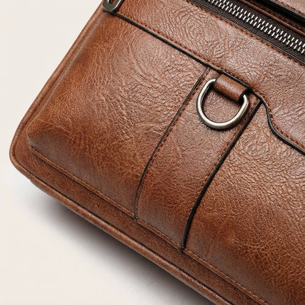 Skórzana torba na laptopa z regulowanym paskiem do laptopów 14-calowych – profesjonalna męska teczka w kolorze czarnym 3