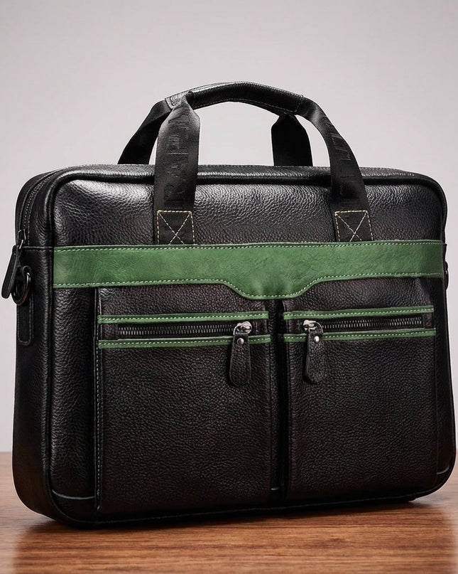 Skórzana torba na laptopa z regulowanym paskiem i wieloma kieszeniami na laptopy 15,6 cala – stylowy design ze skóry bydlęcej 0