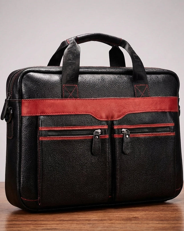 Skórzana torba na laptopa z regulowanym paskiem i wieloma kieszeniami na laptopy 15,6 cala – stylowy design ze skóry bydlęcej 4