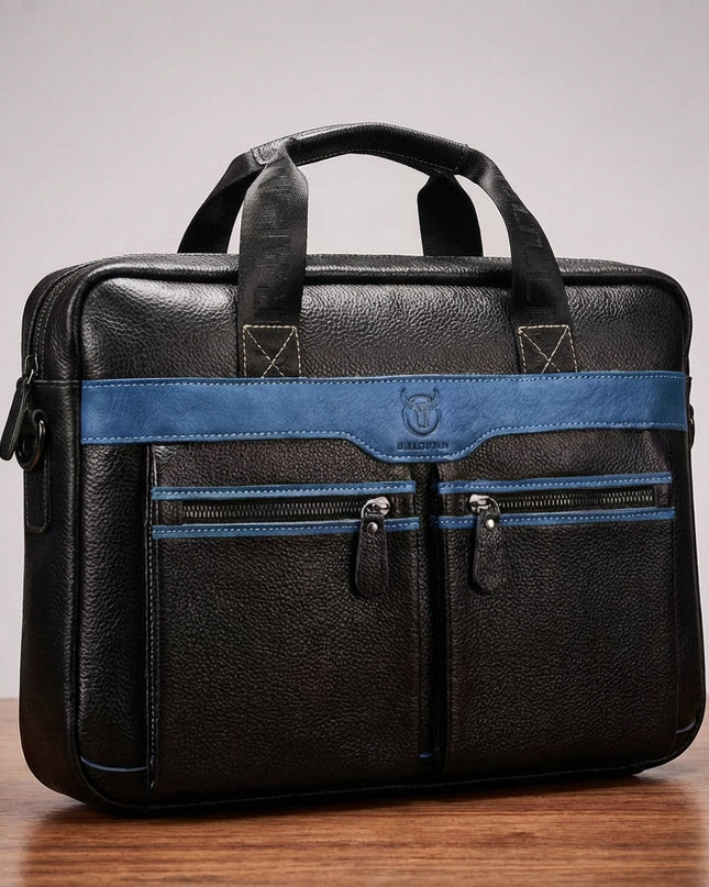 Skórzana torba na laptopa z regulowanym paskiem i wieloma kieszeniami na laptopy 15,6 cala – stylowy design ze skóry bydlęcej 5