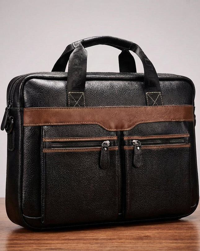 Skórzana torba na laptopa z regulowanym paskiem i wieloma kieszeniami na laptopy 15,6 cala – stylowy design ze skóry bydlęcej 6