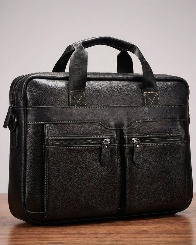 Skórzana torba na laptopa z regulowanym paskiem i wieloma kieszeniami na laptopy 15,6 cala – stylowy design ze skóry bydlęcej 7