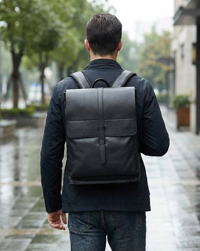 Skórzany plecak na laptopa z wieloma przegrodami na 17-calowe laptopy – profesjonalny plecak roboczy ze skóry bydlęcej dla mężczyzn 1