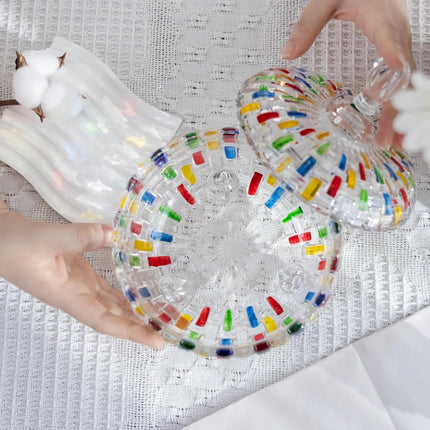 Słoik na cukierki LustreCharm – kolorowy wzór witrażu – trwała konstrukcja z pokrywką 3