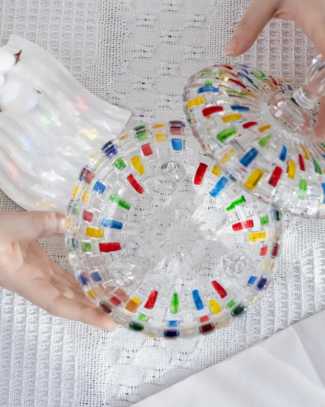 Słoik na cukierki LustreCharm – kolorowy wzór witrażu – trwała konstrukcja z pokrywką 3