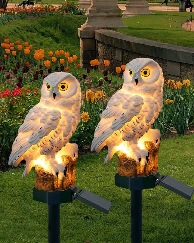 Słoneczna Lampa Ogrodowa w Kształcie Sowy – 2 Sztuki, Energooszczędna LED, Wodoodporna, Idealna do Ogrodu 0