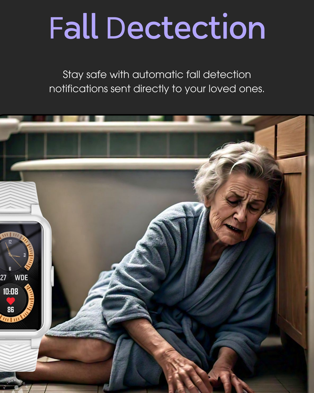Smartwatch dla Seniorów z Wykrywaniem Upadków, GPS, Funkcją SOS i Wodoodpornością IP67 – 4G 1