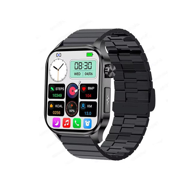 Smartwatch dla seniorów z monitorowaniem stanu zdrowia i funkcją SOS – wyświetlacz AMOLED 2,04, połączenia Bluetooth, wodoszczelność 5