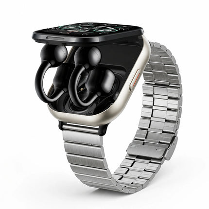 Bezprzewodowe Słuchawki Douszne z Ekranem Dotykowym i Monitorowaniem Zdrowia – Czarny Smartwatch Audio