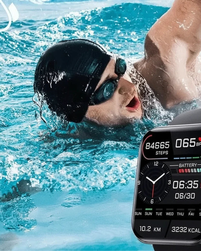 Smartwatch z monitorowaniem cukru i ciśnienia krwi, silikonowy pasek, funkcje fitness, Bluetooth, idealny do cod 2