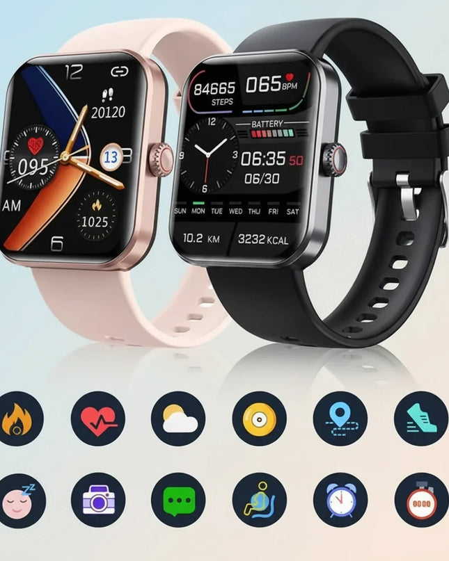 Smartwatch z monitorowaniem cukru i ciśnienia krwi, silikonowy pasek, funkcje fitness, Bluetooth, idealny do cod 4